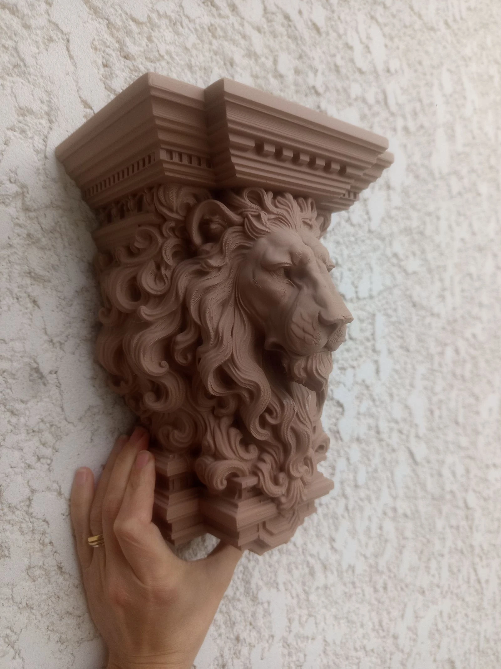 Etagère tablette tête de lion beige marron kleur beige hout 🍀 – photo 3